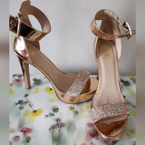 Gold heels with rhinestones size 10